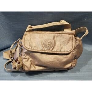 Kipling Crossbody Mini Tote Bag Purse Metallic Gold Bag Vintage EUC